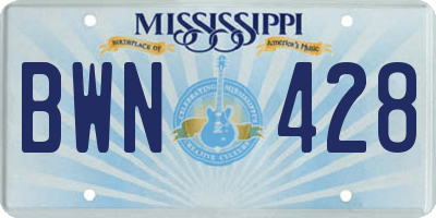 MS license plate BWN428