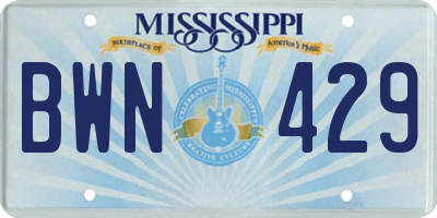 MS license plate BWN429