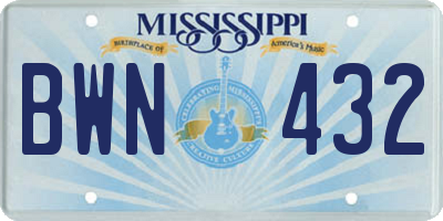 MS license plate BWN432