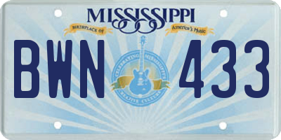MS license plate BWN433