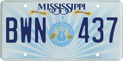 MS license plate BWN437