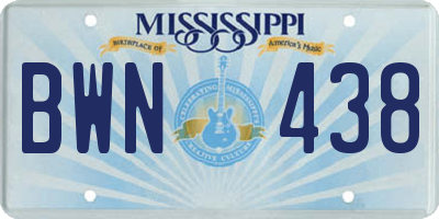 MS license plate BWN438