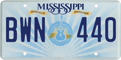 MS license plate BWN440