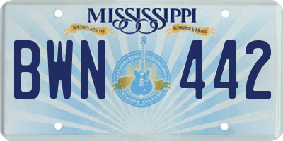 MS license plate BWN442