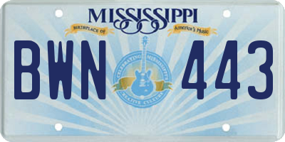 MS license plate BWN443