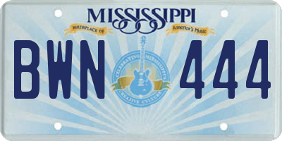 MS license plate BWN444