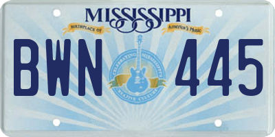 MS license plate BWN445