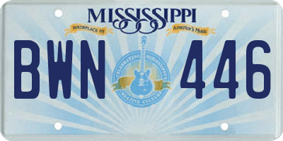 MS license plate BWN446