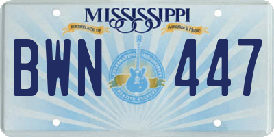 MS license plate BWN447