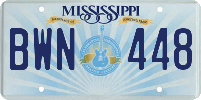 MS license plate BWN448