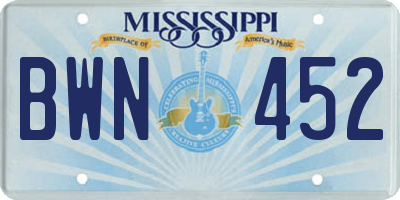 MS license plate BWN452