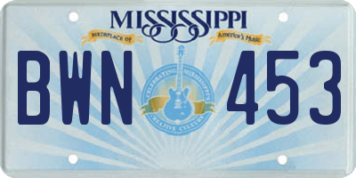 MS license plate BWN453