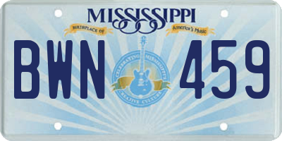 MS license plate BWN459