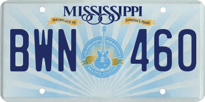 MS license plate BWN460