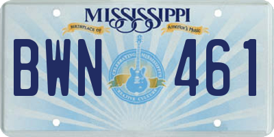 MS license plate BWN461