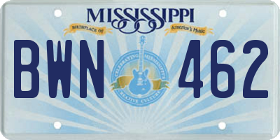 MS license plate BWN462