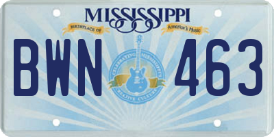 MS license plate BWN463