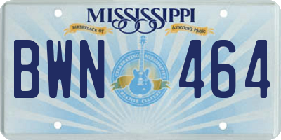 MS license plate BWN464