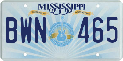 MS license plate BWN465