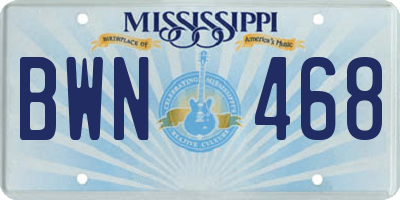 MS license plate BWN468