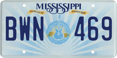MS license plate BWN469