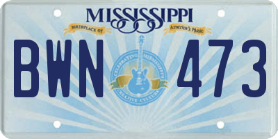 MS license plate BWN473