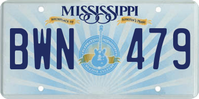 MS license plate BWN479