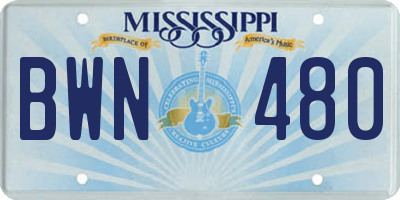 MS license plate BWN480