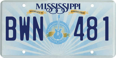 MS license plate BWN481