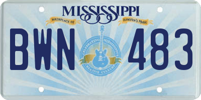 MS license plate BWN483