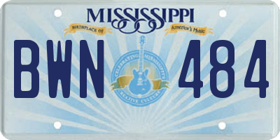 MS license plate BWN484