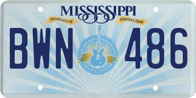 MS license plate BWN486