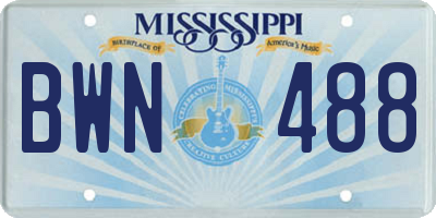 MS license plate BWN488