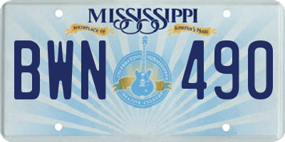 MS license plate BWN490