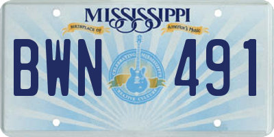 MS license plate BWN491