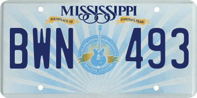 MS license plate BWN493