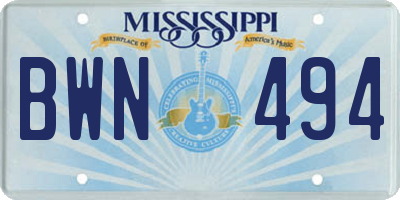 MS license plate BWN494