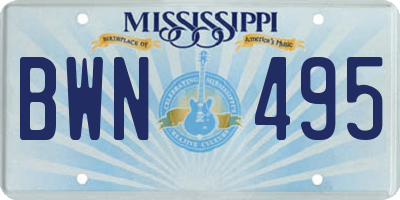 MS license plate BWN495