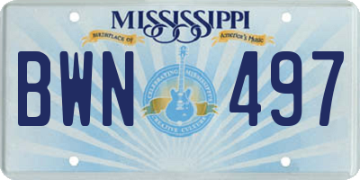 MS license plate BWN497