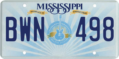 MS license plate BWN498
