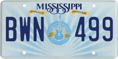 MS license plate BWN499