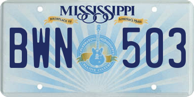 MS license plate BWN503