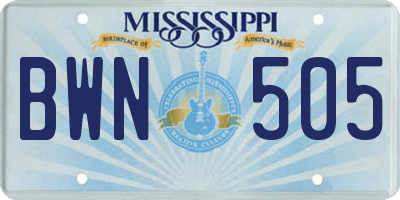 MS license plate BWN505