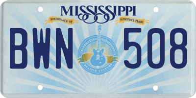 MS license plate BWN508