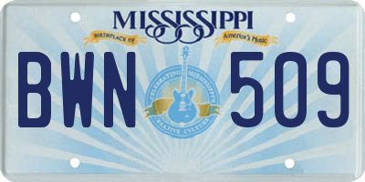 MS license plate BWN509