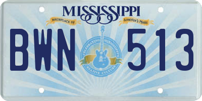 MS license plate BWN513