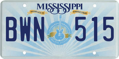 MS license plate BWN515