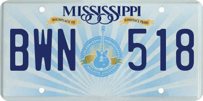 MS license plate BWN518