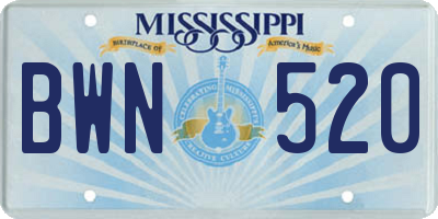 MS license plate BWN520