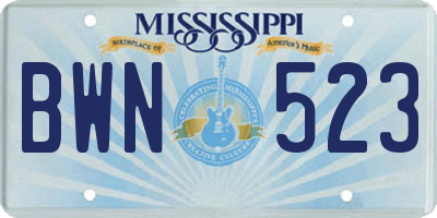 MS license plate BWN523